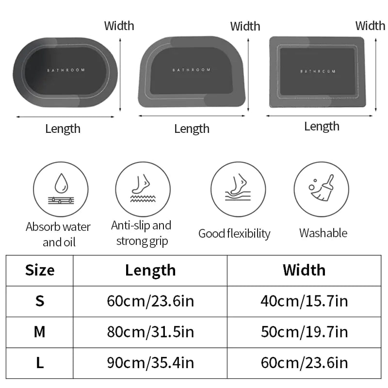 Super Absorbent Diatomite Bath Mat